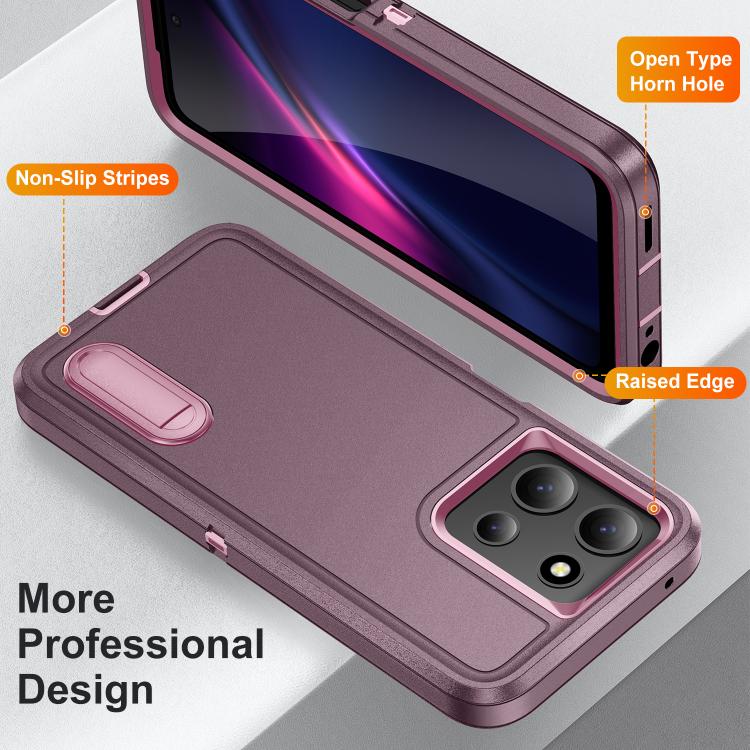 For Motorola Moto G 5G 2025 Rugged PC + Silicone Phone Case with Holder