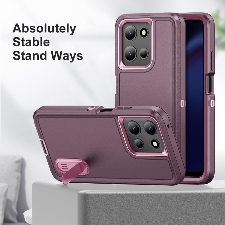 For Motorola Moto G 5G 2025 Rugged PC + Silicone Phone Case with Holder