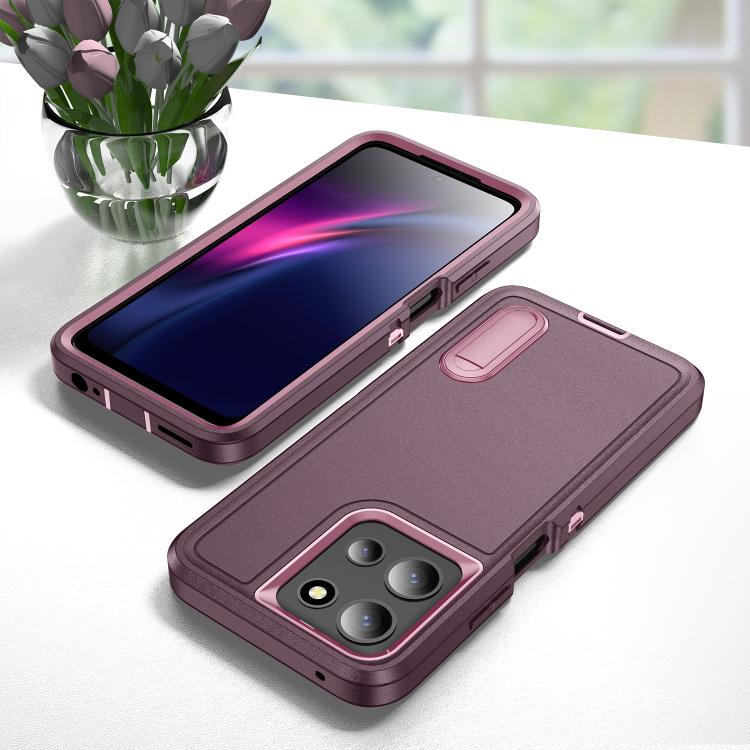 For Motorola Moto G 5G 2025 Rugged PC + Silicone Phone Case with Holder