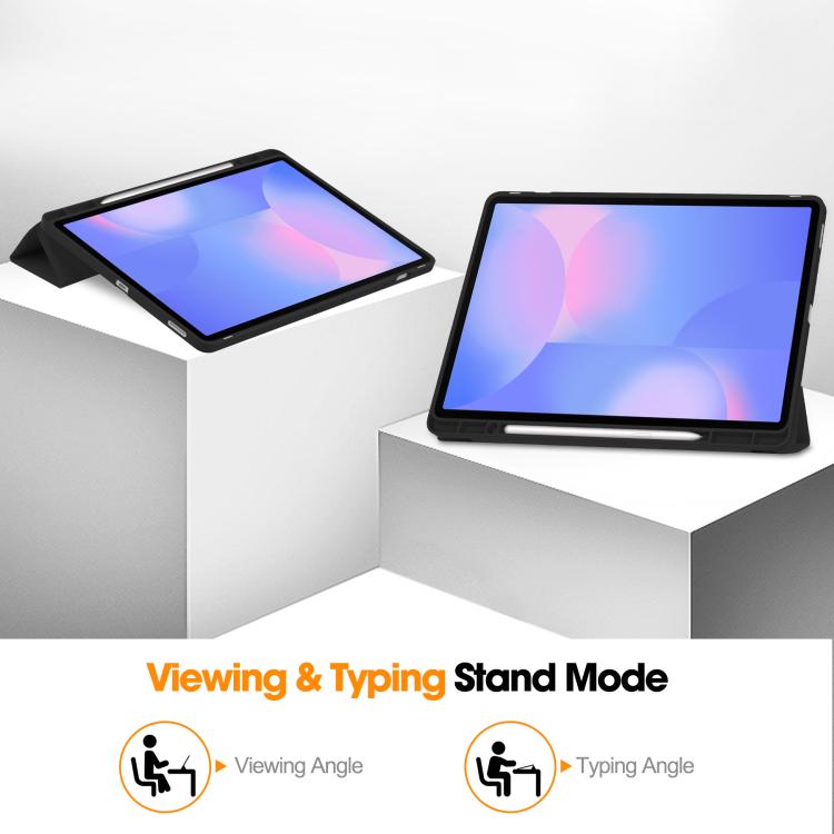 For Samsung Galaxy Tab S10 FE+ 3-Fold Pure Color TPU Smart Leather Tablet Case with Pen Slot