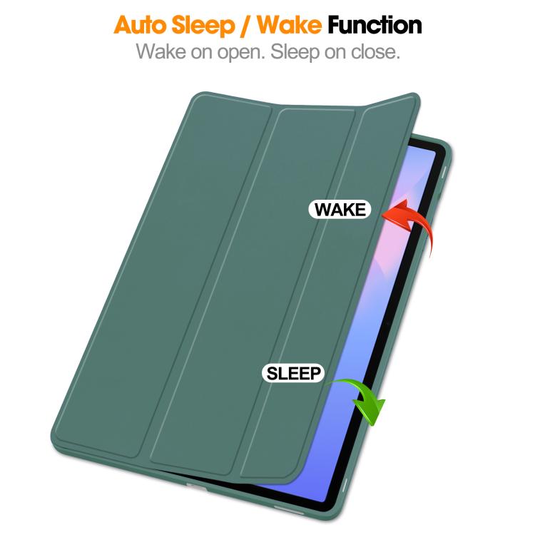 For Samsung Galaxy Tab S10 FE+ 3-Fold Pure Color TPU Smart Leather Tablet Case with Pen Slot