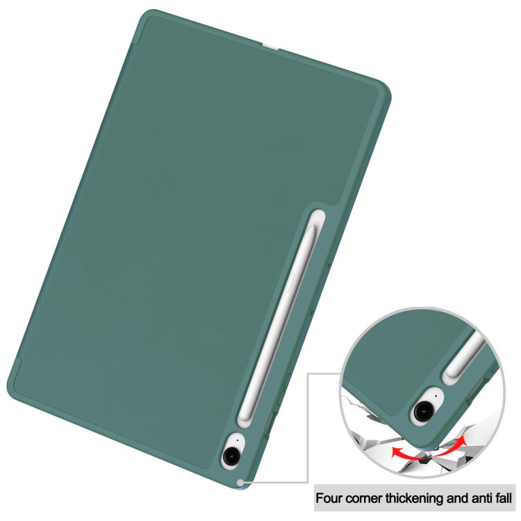 For Samsung Galaxy Tab S10 FE+ 3-Fold Pure Color TPU Smart Leather Tablet Case with Pen Slot