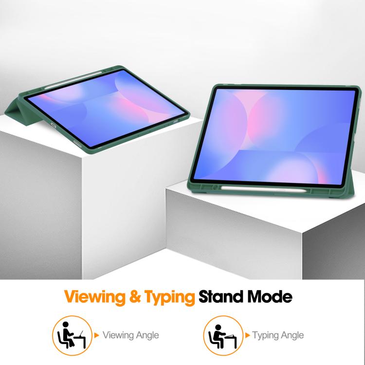 For Samsung Galaxy Tab S10 FE+ 3-Fold Pure Color TPU Smart Leather Tablet Case with Pen Slot