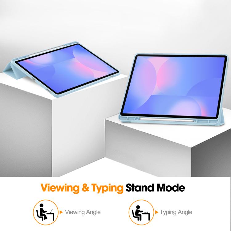 For Samsung Galaxy Tab S10 FE+ 3-Fold Pure Color TPU Smart Leather Tablet Case with Pen Slot