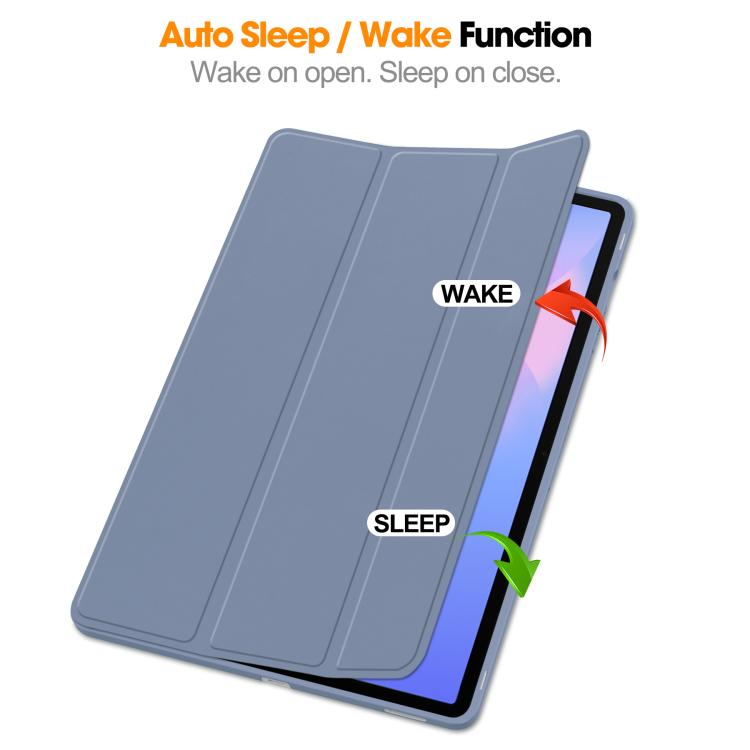 For Samsung Galaxy Tab S10 FE+ 3-Fold Pure Color TPU Smart Leather Tablet Case with Pen Slot