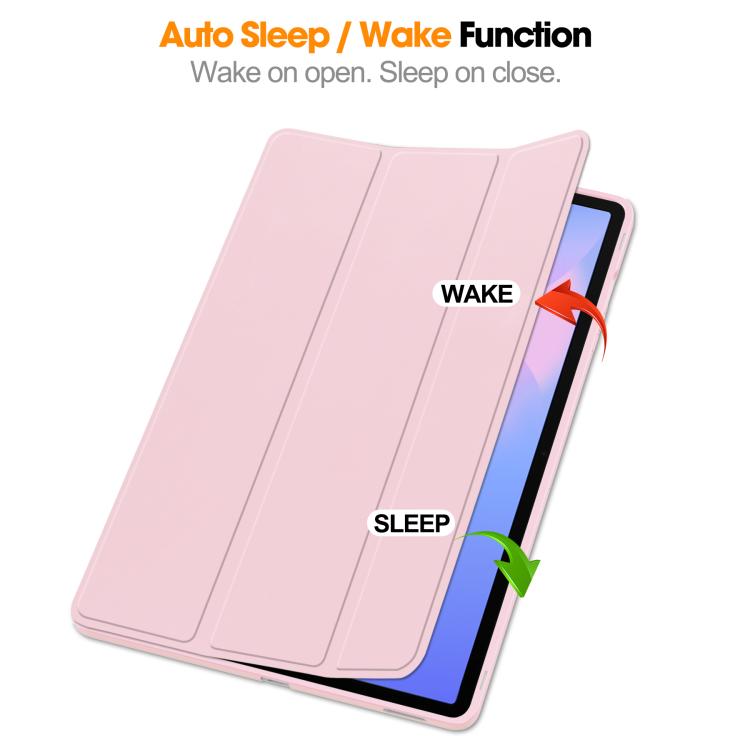 For Samsung Galaxy Tab S10 FE+ 3-Fold Pure Color TPU Smart Leather Tablet Case with Pen Slot