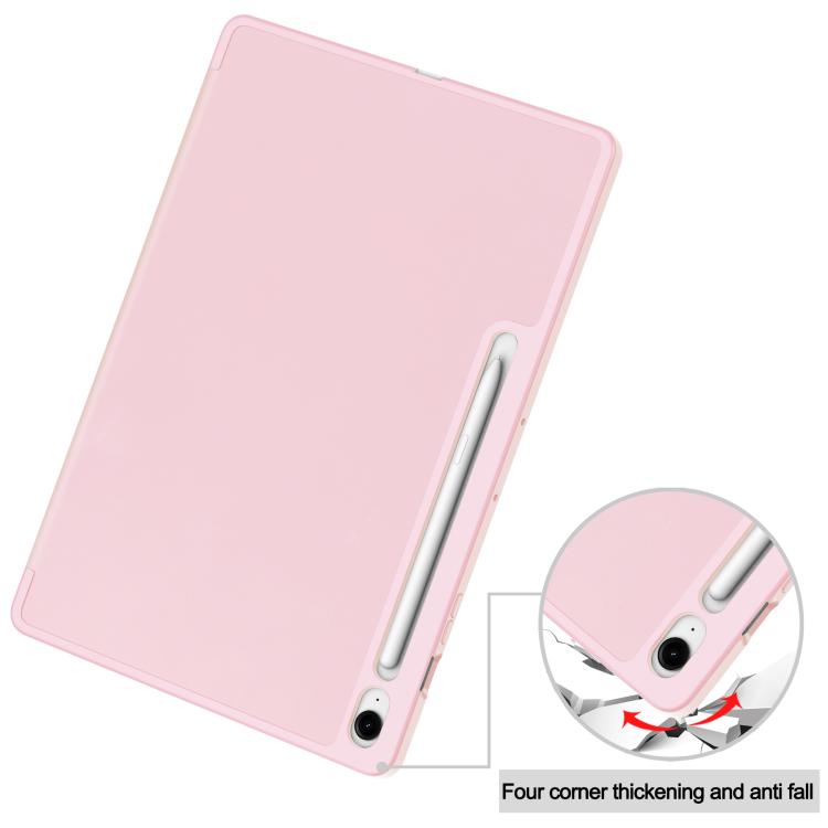 For Samsung Galaxy Tab S10 FE+ 3-Fold Pure Color TPU Smart Leather Tablet Case with Pen Slot
