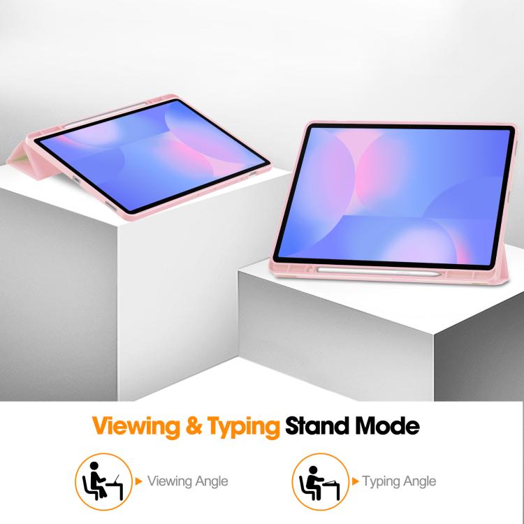 For Samsung Galaxy Tab S10 FE+ 3-Fold Pure Color TPU Smart Leather Tablet Case with Pen Slot