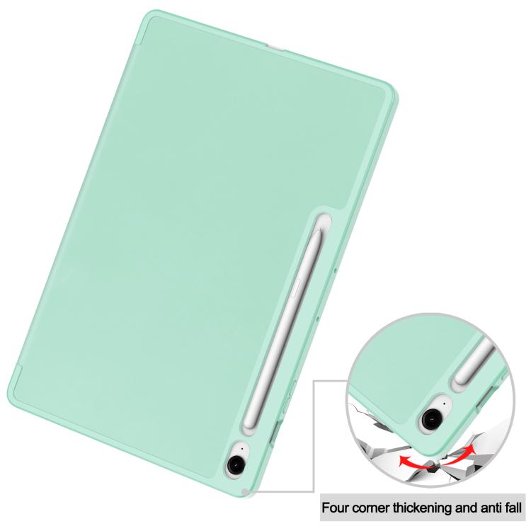 For Samsung Galaxy Tab S10 FE+ 3-Fold Pure Color TPU Smart Leather Tablet Case with Pen Slot