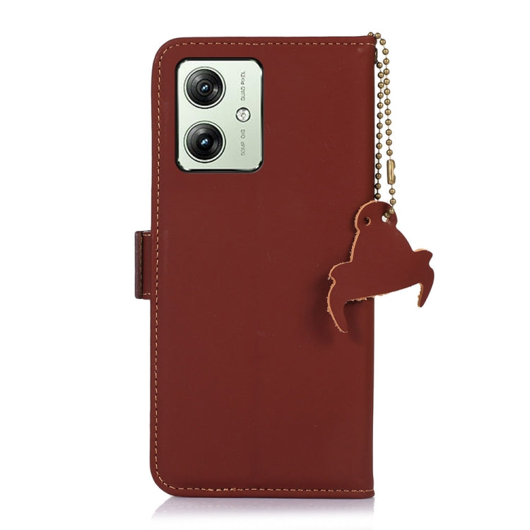 For Motorola Moto G64 5G Genuine Leather Magnetic RFID Leather Phone Case