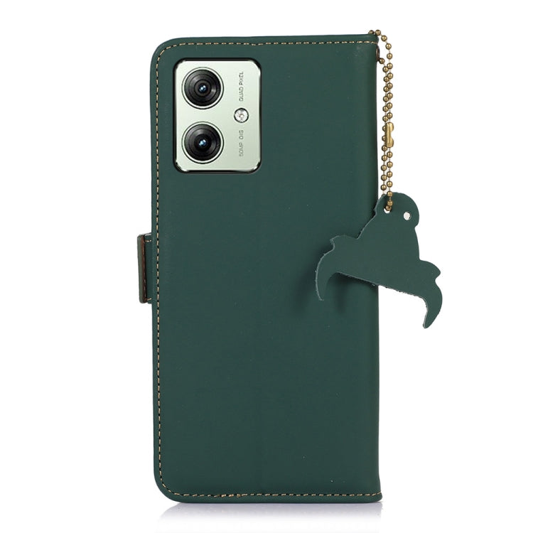 For Motorola Moto G64 5G Genuine Leather Magnetic RFID Leather Phone Case