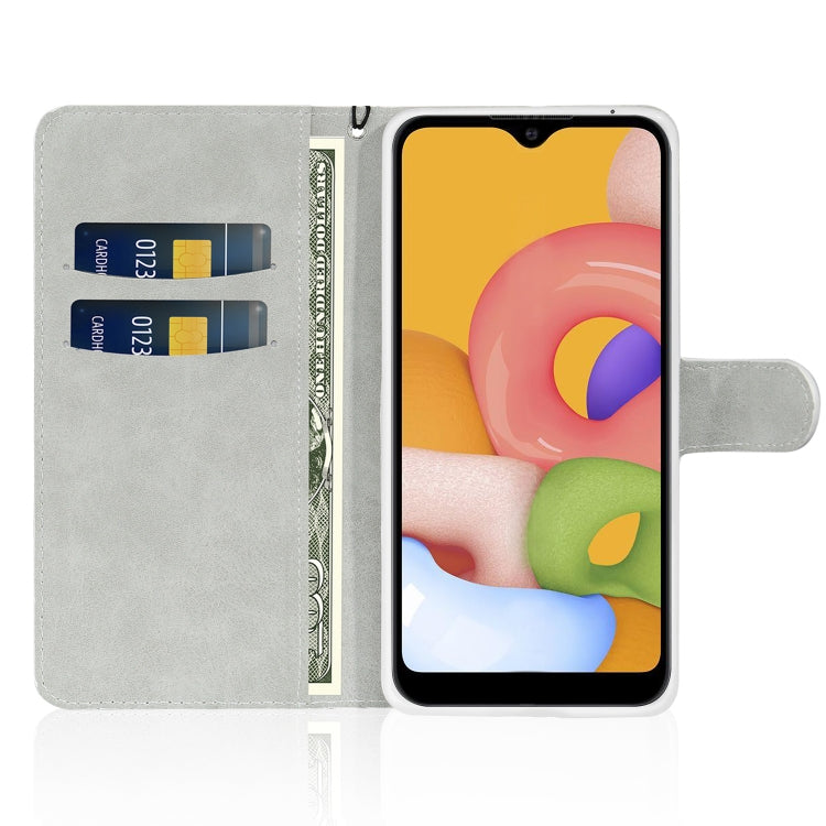 For Samsung Galaxy A01 Glitter Powder Horizontal Flip Leather Case with Card Slots & Holder & Lanyard