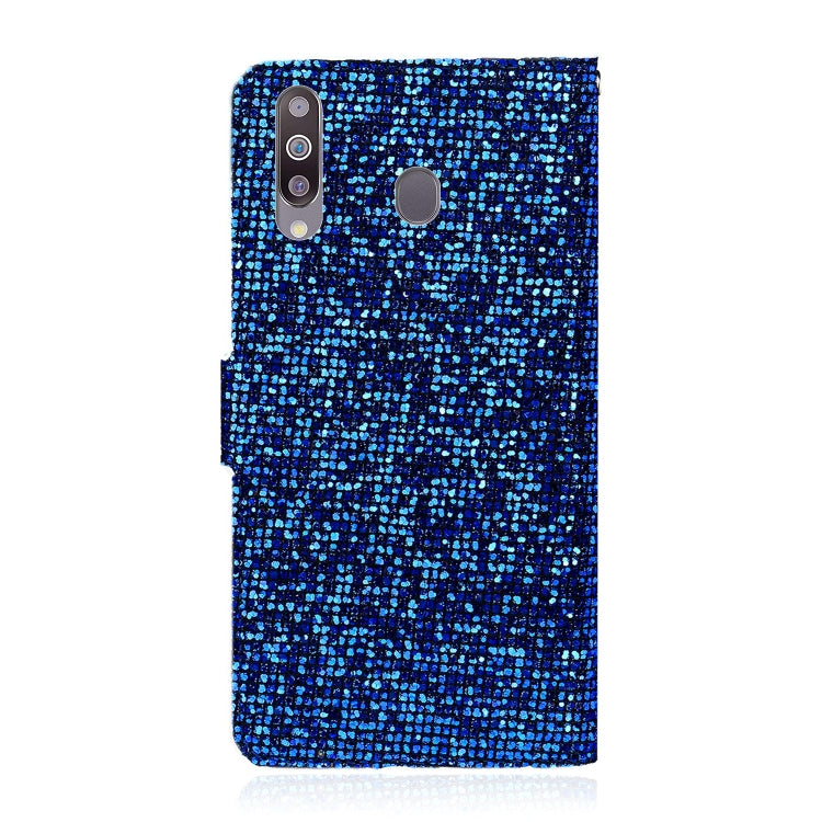 For Samsung Galaxy A20s Glitter Powder Horizontal Flip Leather Case with Card Slots & Holder & Lanyard