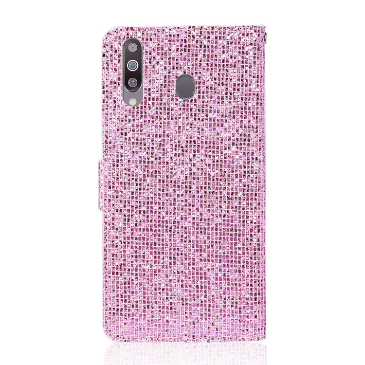 For Samsung Galaxy A20s Glitter Powder Horizontal Flip Leather Case with Card Slots & Holder & Lanyard