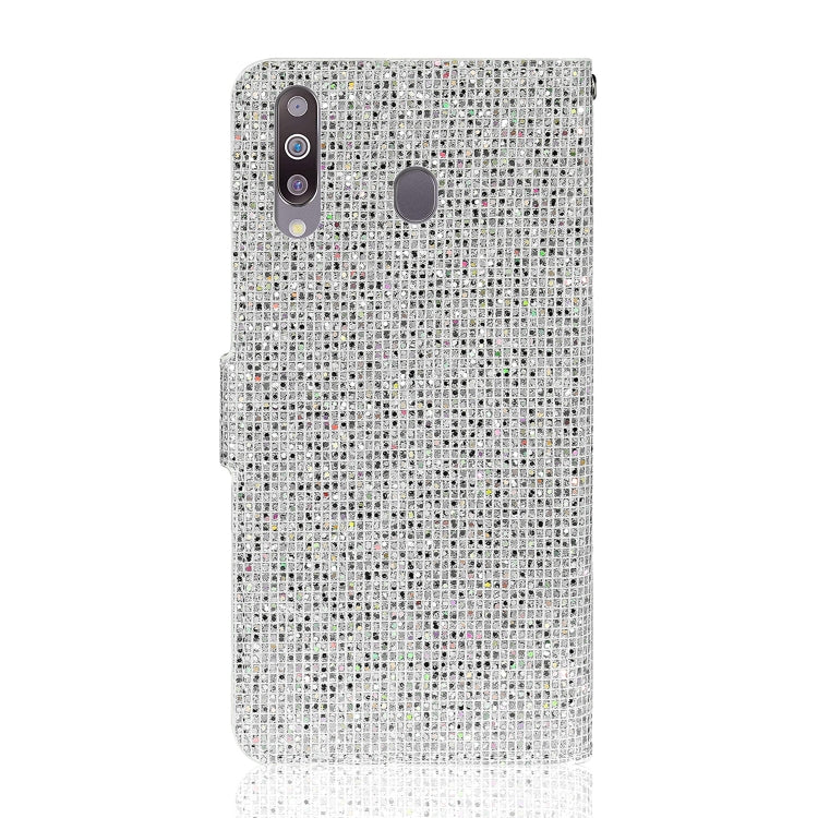For Samsung Galaxy A20s Glitter Powder Horizontal Flip Leather Case with Card Slots & Holder & Lanyard