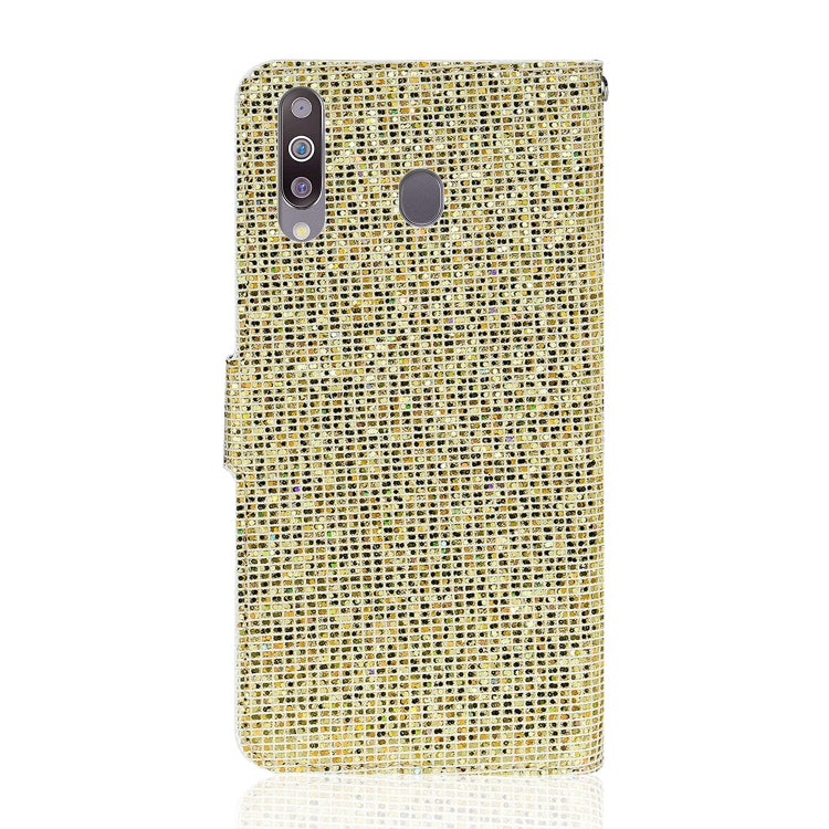 For Samsung Galaxy A20s Glitter Powder Horizontal Flip Leather Case with Card Slots & Holder & Lanyard