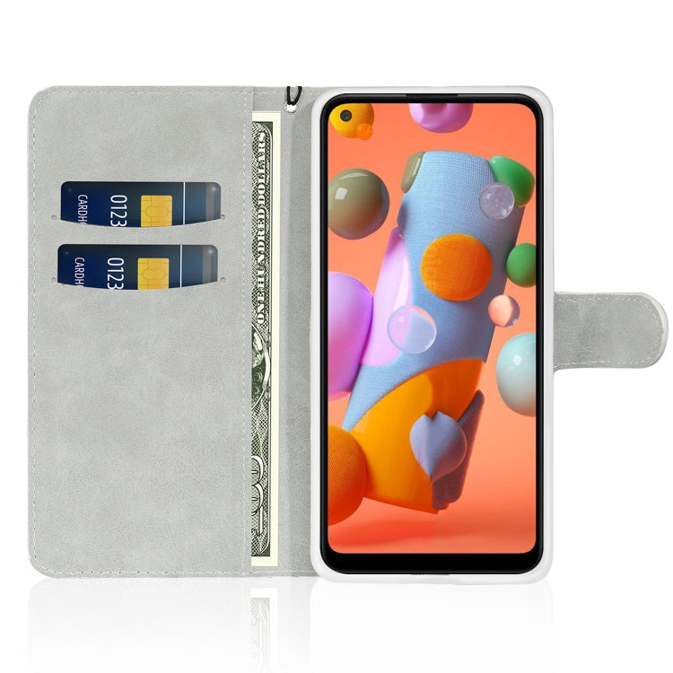 For Samsung Galaxy A21 Glitter Powder Horizontal Flip Leather Case with Card Slots & Holder & Lanyard