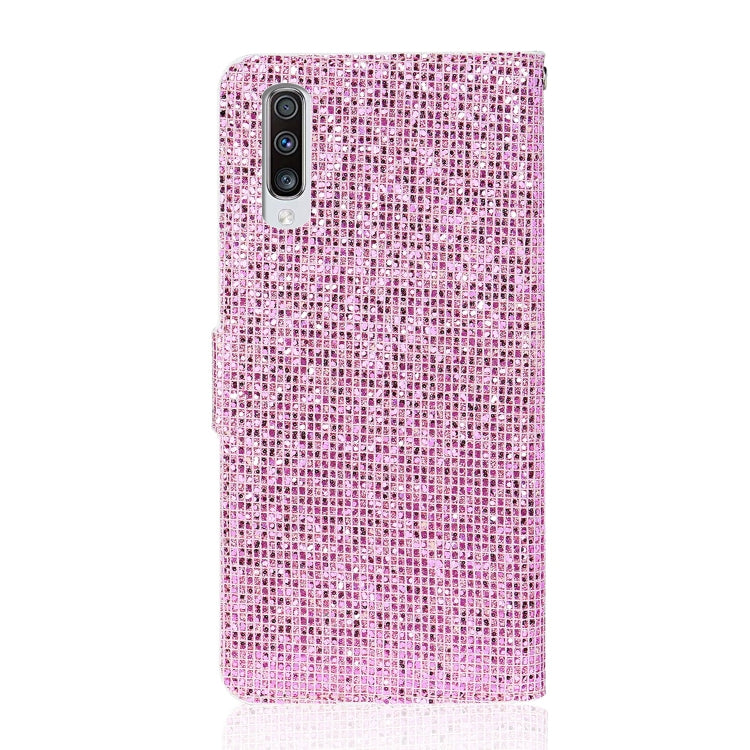 For Samsung Galaxy A50 Glitter Powder Horizontal Flip Leather Case with Card Slots & Holder & Lanyard