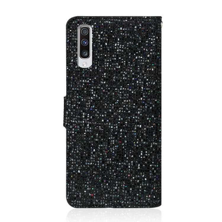 For Samsung Galaxy A70 Glitter Powder Horizontal Flip Leather Case with Card Slots & Holder & Lanyard