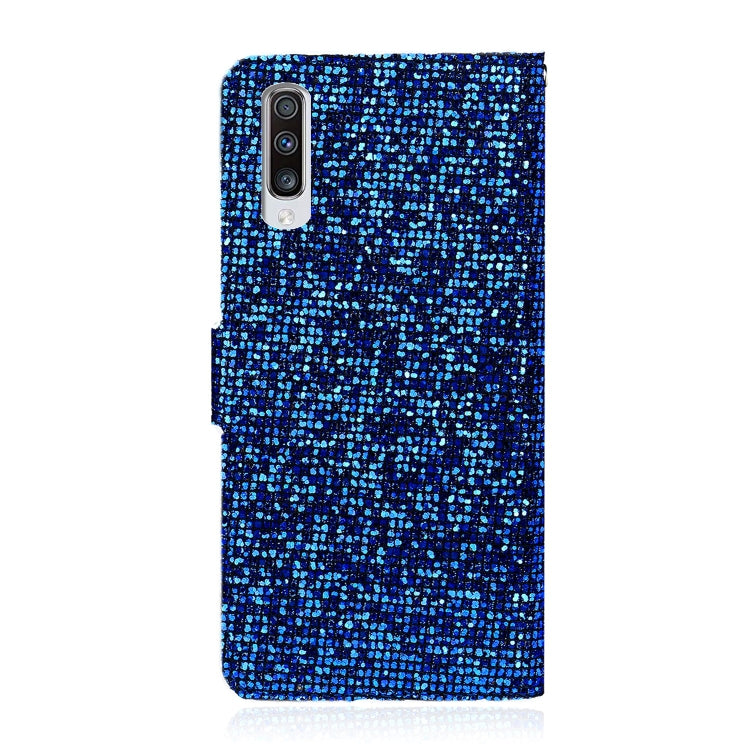 For Samsung Galaxy A70 Glitter Powder Horizontal Flip Leather Case with Card Slots & Holder & Lanyard