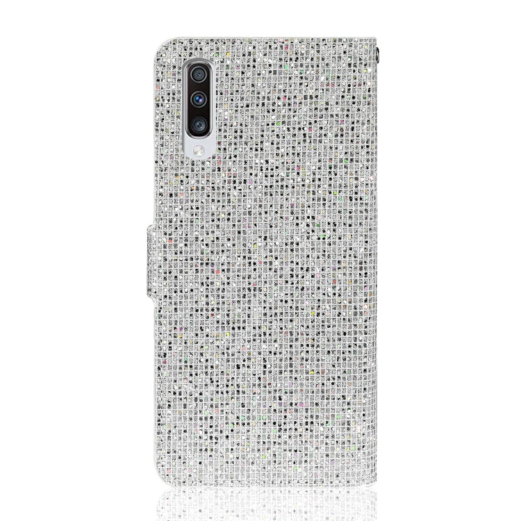 For Samsung Galaxy A70 Glitter Powder Horizontal Flip Leather Case with Card Slots & Holder & Lanyard