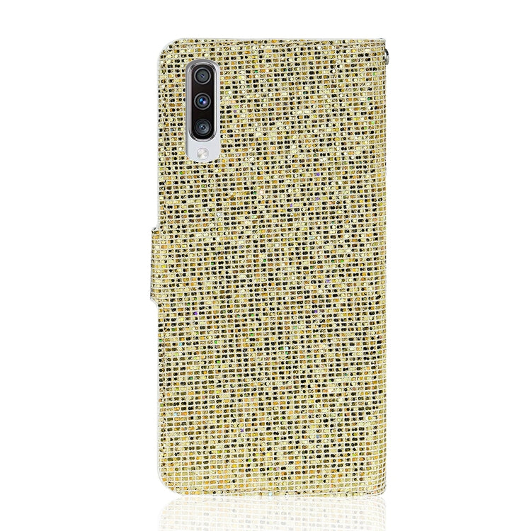 For Samsung Galaxy A70 Glitter Powder Horizontal Flip Leather Case with Card Slots & Holder & Lanyard