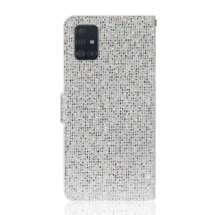 For Samsung Galaxy A71 Glitter Powder Horizontal Flip Leather Case with Card Slots & Holder & Lanyard