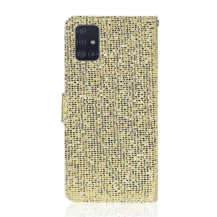 For Samsung Galaxy A71 Glitter Powder Horizontal Flip Leather Case with Card Slots & Holder & Lanyard