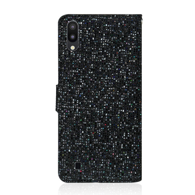 For Samsung Galaxy A10 / M10 Glitter Powder Horizontal Flip Leather Case with Card Slots & Holder & Lanyard