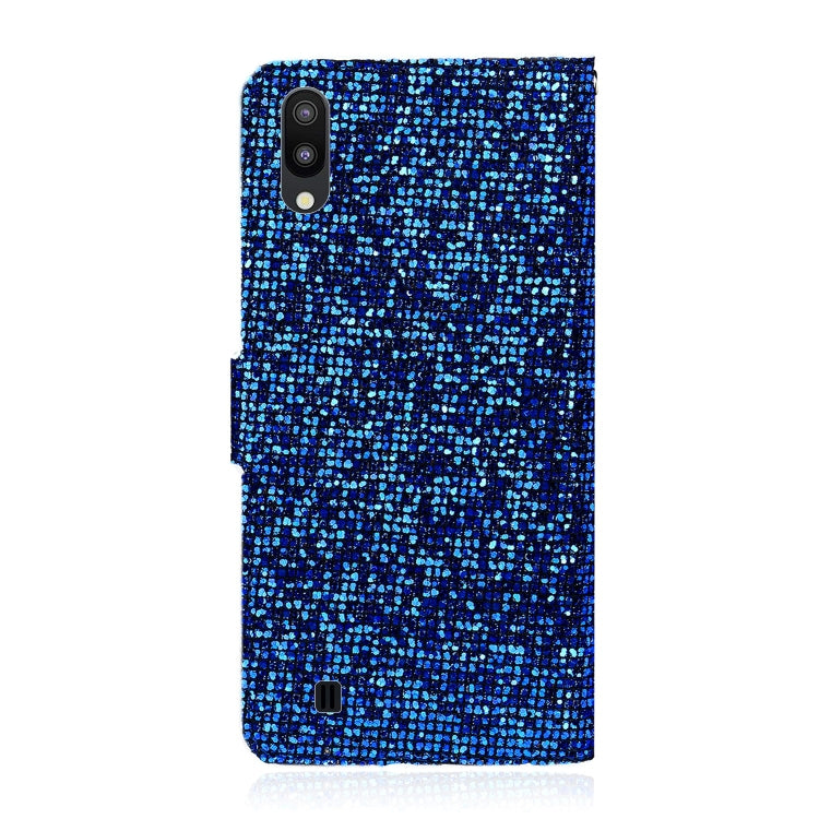 For Samsung Galaxy A10 / M10 Glitter Powder Horizontal Flip Leather Case with Card Slots & Holder & Lanyard