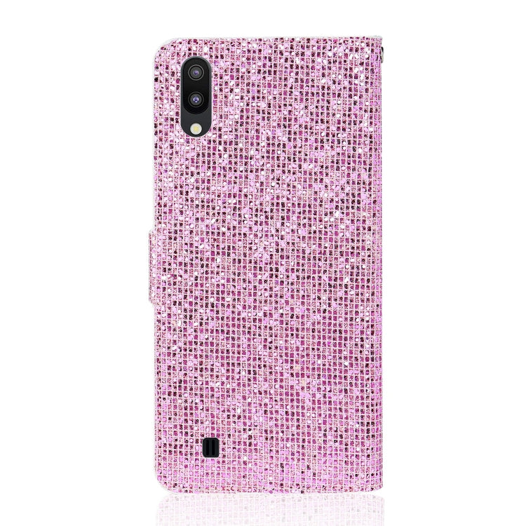 For Samsung Galaxy A10 / M10 Glitter Powder Horizontal Flip Leather Case with Card Slots & Holder & Lanyard