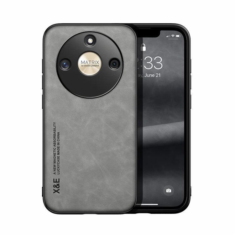 For Honor X50 Skin Feel Magnetic Leather Back Phone Case