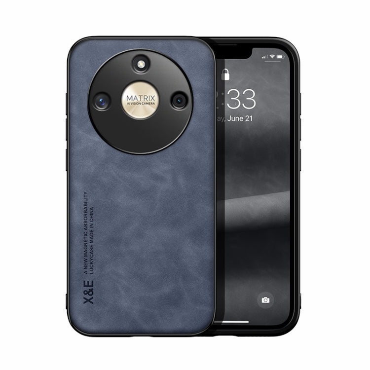 For Honor X50 Skin Feel Magnetic Leather Back Phone Case