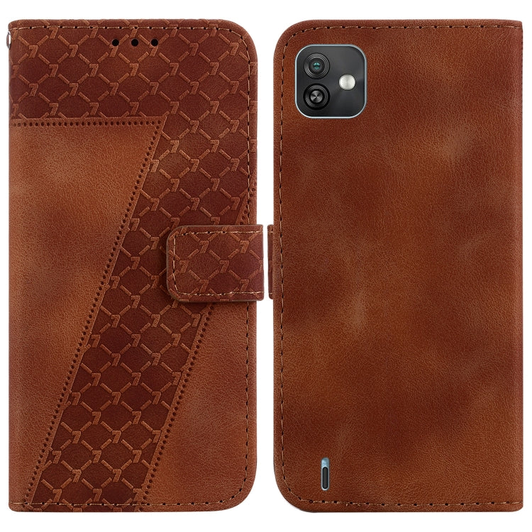 For Wiko Y82 7-shaped Embossed Leather Phone Case