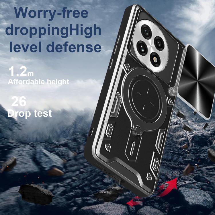 For OnePlus 13R 5G CD Texture Sliding Camshield Magnetic Holder Phone Case