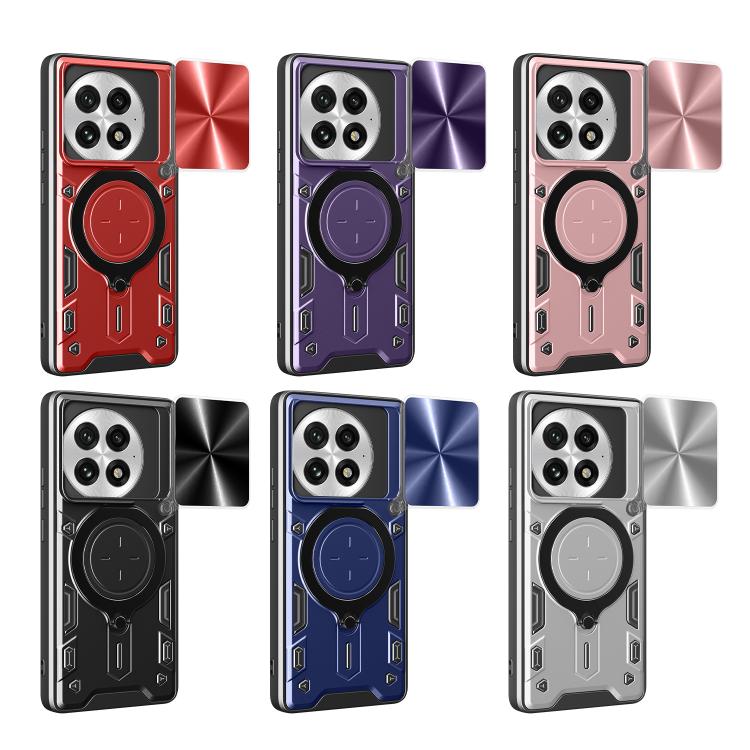 For OnePlus 13R 5G CD Texture Sliding Camshield Magnetic Holder Phone Case