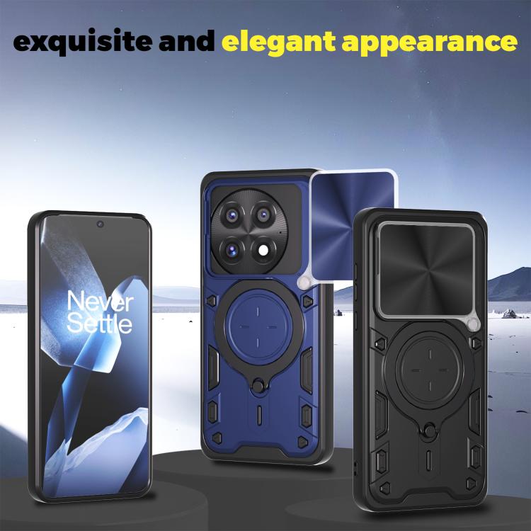 For OnePlus 13 5G CD Texture Sliding Camshield Magnetic Holder Phone Case