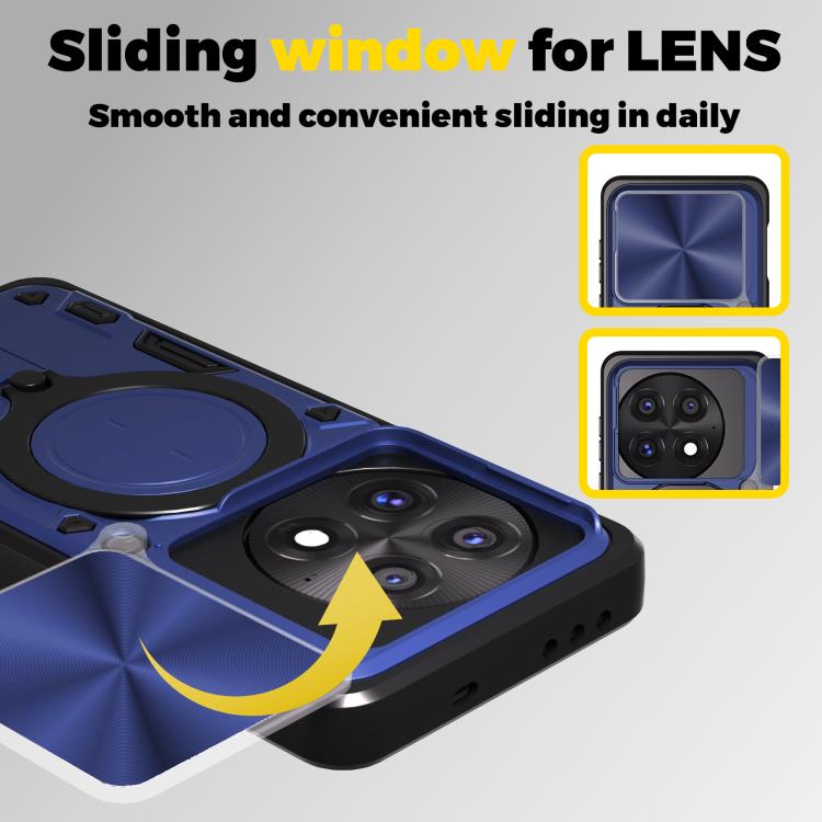 For OnePlus 13 5G CD Texture Sliding Camshield Magnetic Holder Phone Case