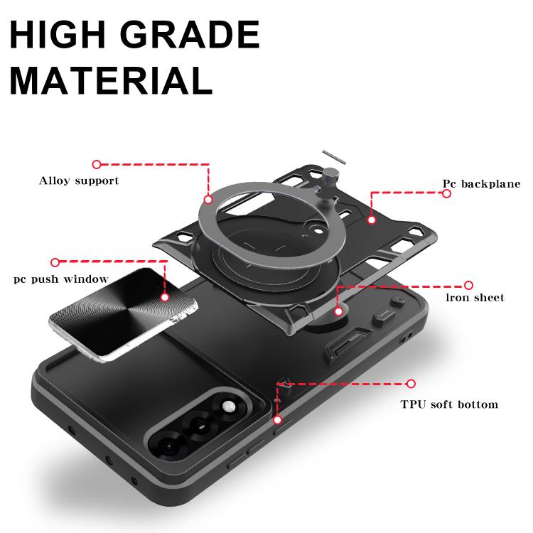 For OnePlus Ace 5 Ultra / Nord 5 CD Texture Sliding Camshield Magnetic Holder Phone Case