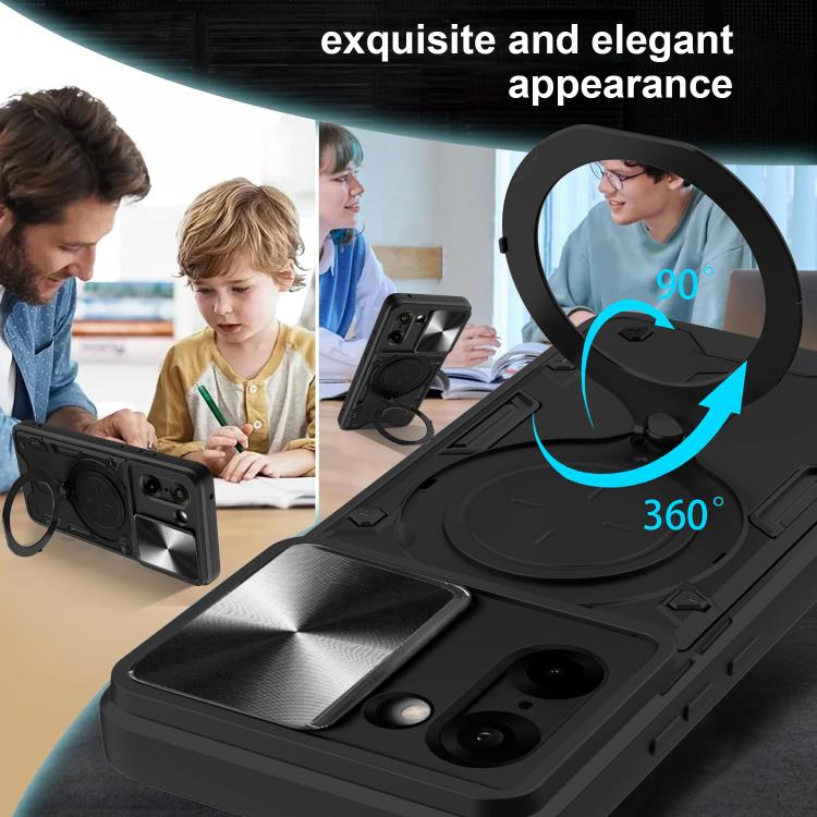 For OnePlus Ace 5 Racing / Nord CE5 CD Texture Sliding Camshield Magnetic Holder Phone Case