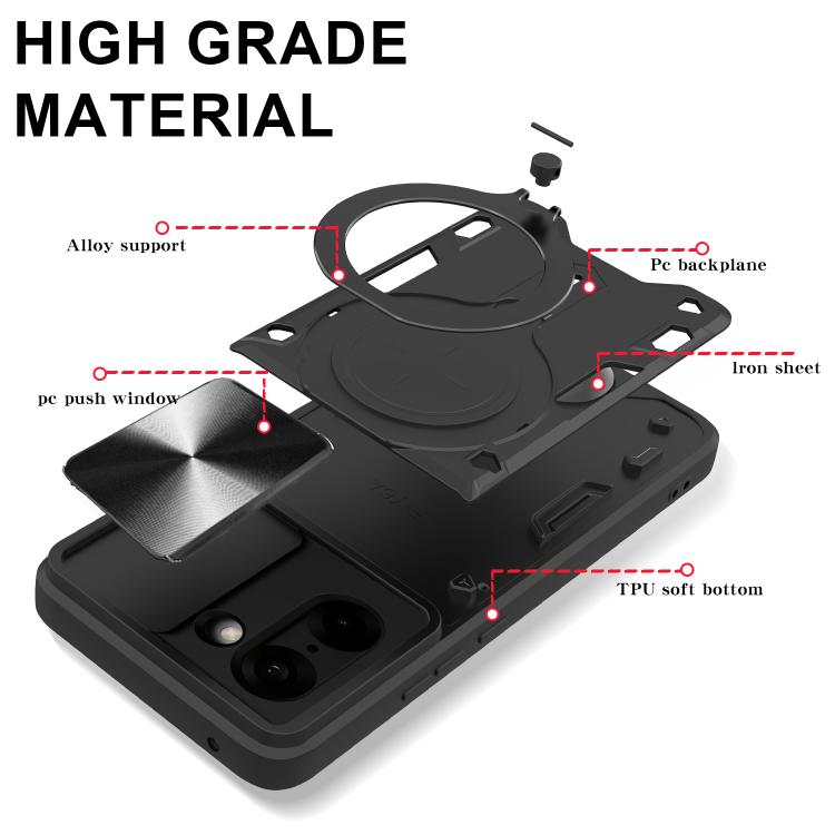 For OnePlus Ace 5 Racing / Nord CE5 CD Texture Sliding Camshield Magnetic Holder Phone Case