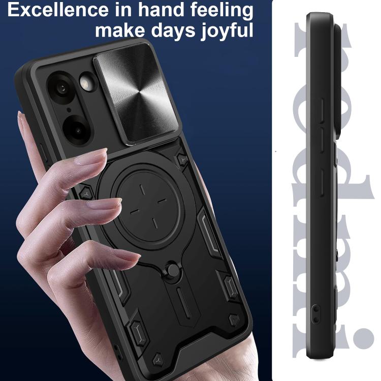 For OnePlus Ace 5 Racing / Nord CE5 CD Texture Sliding Camshield Magnetic Holder Phone Case