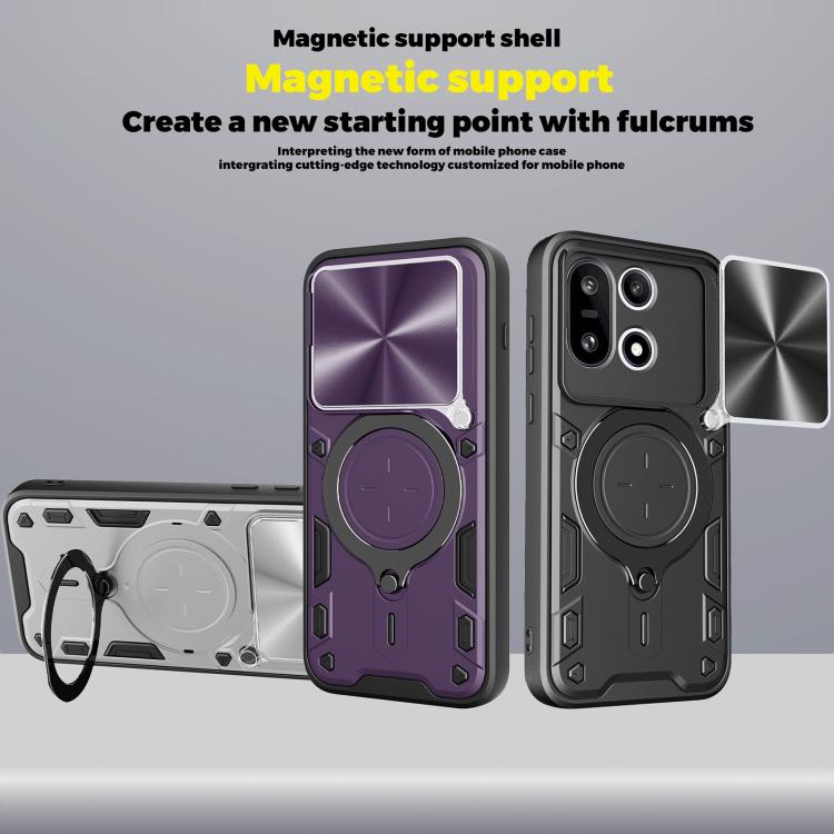 For OnePlus 15 5G CD Texture Sliding Camshield Magnetic Holder Phone Case