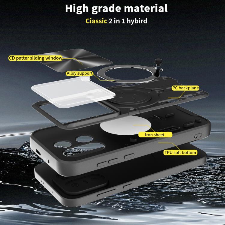 For OnePlus 15 5G CD Texture Sliding Camshield Magnetic Holder Phone Case