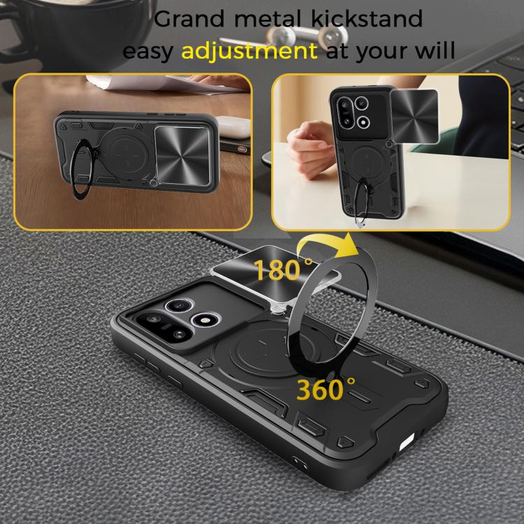 For OnePlus 15 5G CD Texture Sliding Camshield Magnetic Holder Phone Case