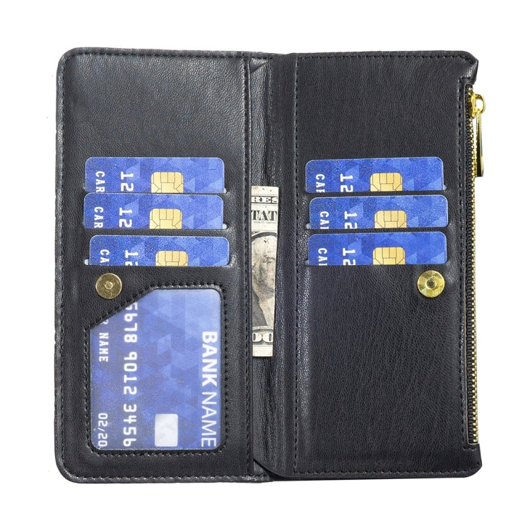For Samsung Galaxy Z Fold5 Diamond Lattice Zipper Wallet Leather Flip Phone Case