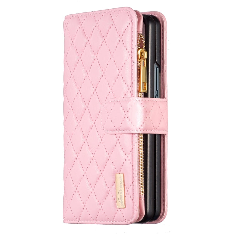 For Samsung Galaxy Z Fold5 Diamond Lattice Zipper Wallet Leather Flip Phone Case