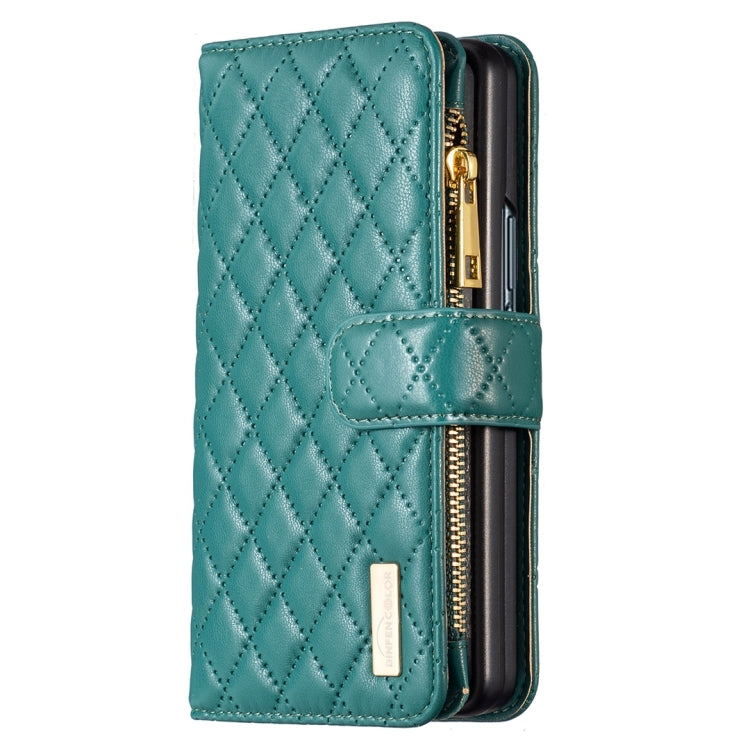 For Samsung Galaxy Z Fold5 Diamond Lattice Zipper Wallet Leather Flip Phone Case