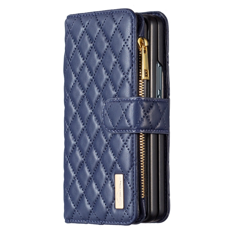 For Samsung Galaxy Z Fold5 Diamond Lattice Zipper Wallet Leather Flip Phone Case