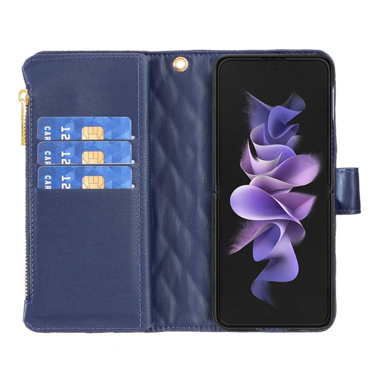 For Samsung Galaxy Z Fold5 Diamond Lattice Zipper Wallet Leather Flip Phone Case